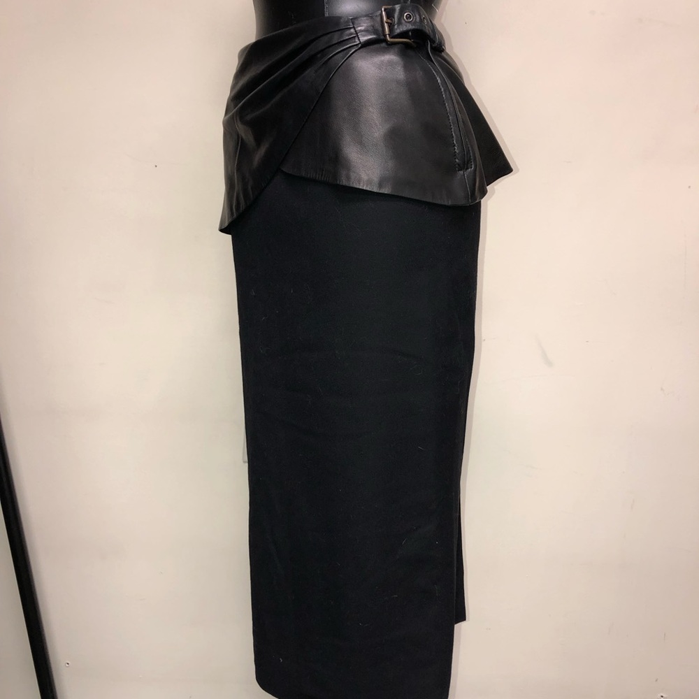 Florence Paris High Rise Leather Ovrlay Midi Skirt